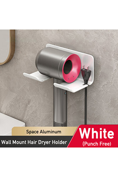 Choice رف تجفيف شعر أبيض من الألومنيوم، يُثبت على الحائط، منظم تخزين للحمام، ...