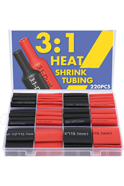 Choice 220pcs 3:1 Heat Shrink Tubing Kit, Adhesive Lined Marine Resistant Gra...