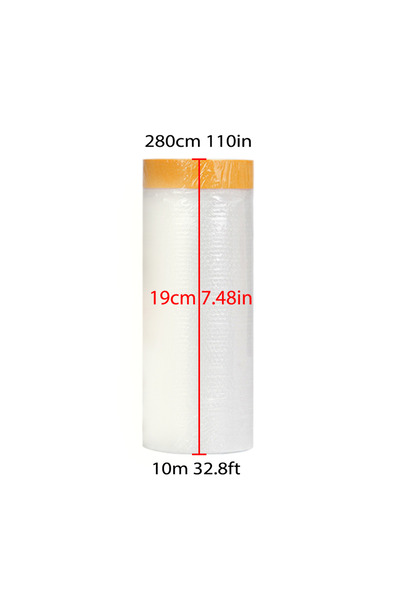Choice7 280cmx10m Pre-Taped Masking Film Protection PE Covering Cloth Tape fo...