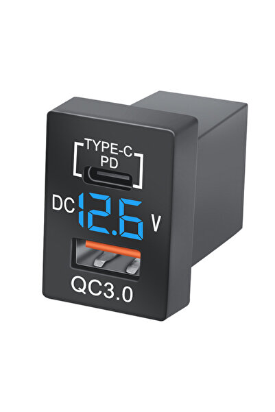 Choice3 شاحن سيارة USB أزرق اللون بتقنية PD من النوع C/QC 3.0، بجهد 12-24 فول...