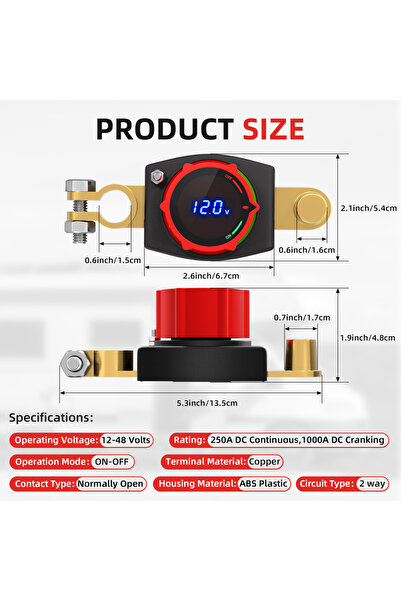 Choice مفتاح فصل البطارية ASW-D71002 ذو القطب العلوي، يعمل بجهد 12-48 فولت مع...
