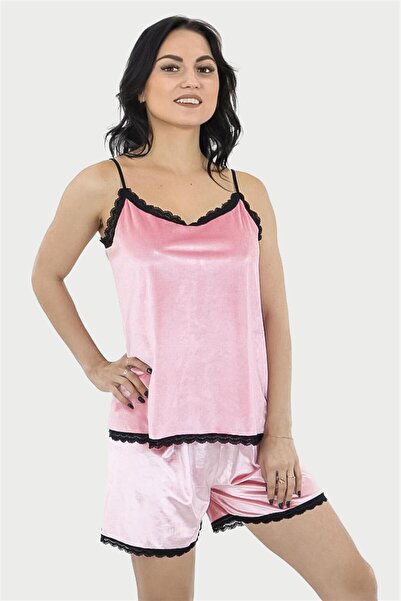 OBJE Women's Pink Shorts, Pack of Lace Velvet Shorts