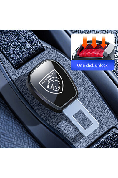 Peugeot ملحقات شعار قابلة للتخصيص لتمديد مشبك حزام الأمان للسيارة باللون الأس...