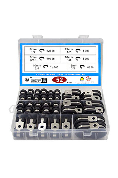 Choice 52pcs boxed 52pcs Cable Clamps Assortment Kit, Stainless Steel Cushion...