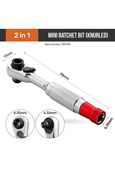 Choice6 black Hi-Spec 1/4 Ratchet Double Head Fast Ratchet Wrench Double-Ende...