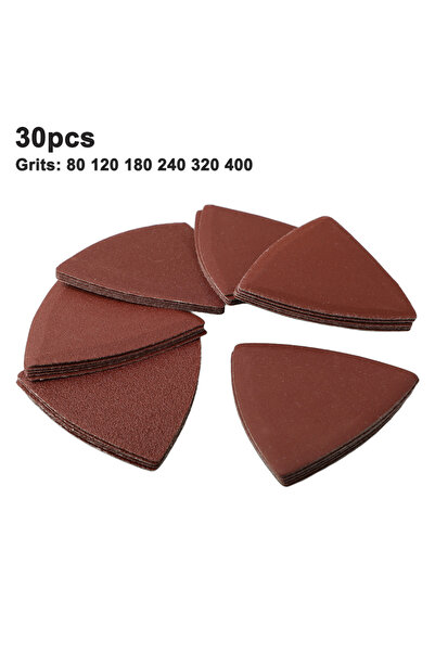 Choice 30 قطعة من ورق الصنفرة المثلثي مقاس 80 مم مع خطاف وحلقة تناسب آلة الصن...