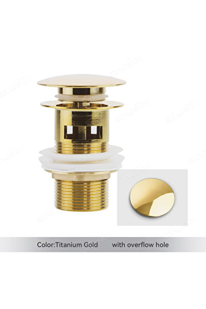 Choice صنبور حمام ذهبي اللون بفتحة، مزود بصمام تصريف منبثق، ملحقات صنبور الحمام