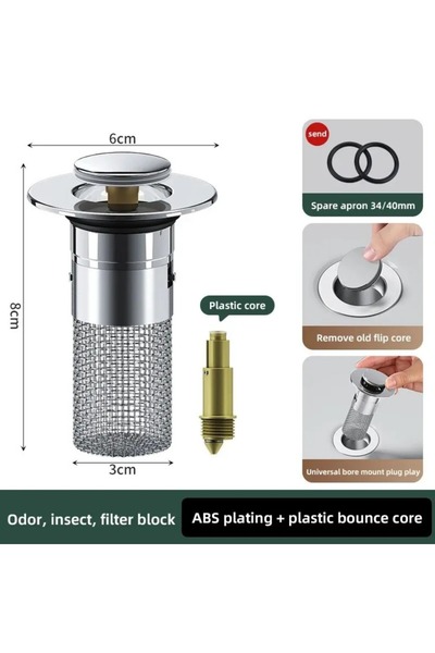 Choice Copper bounce core 1PCS Washbasin Leak Plug, Stainless Steel Odor Proo...