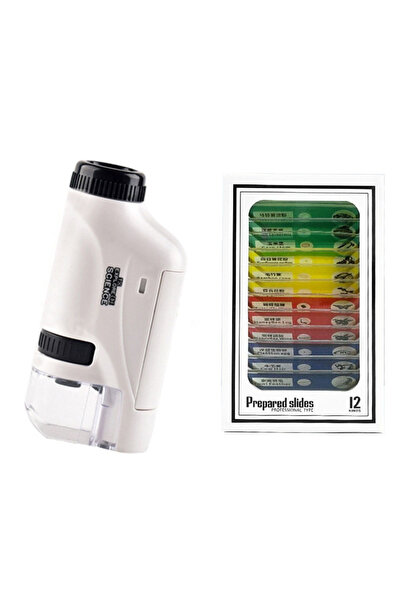 Alloet مجهر جيب يدوي أبيض اللون، مجموعة واحدة، تكبير 60-120x، مجهر علمي تعليم...