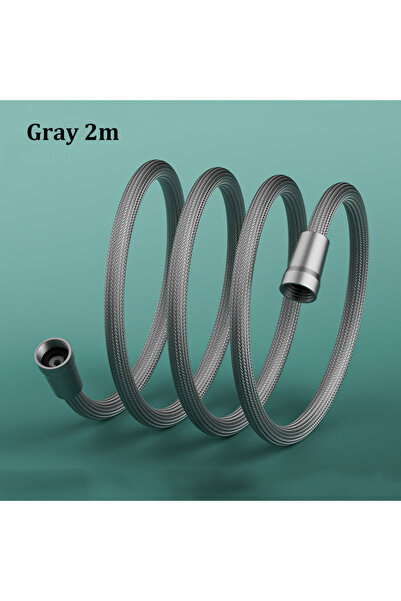 Choice أنبوب دش مضفر من حبل نايلون رمادي بطول مترين، مزود بأربعة نقاط توصيل، ...