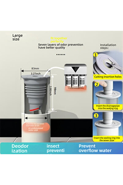 Choice3 Suitable for 60-65mm Silicone Bathroom Sewer Seal Ring Kitchen Sink S...