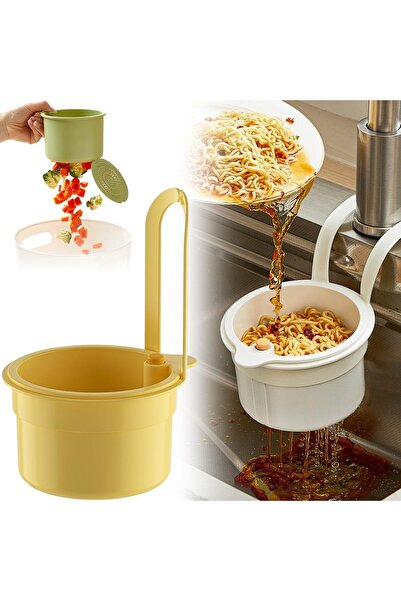 Choice مصفاة حوض معلقة إبداعية صفراء، لا تحتاج إلى ثقب، غطاء سفلي قابل للفتح،...