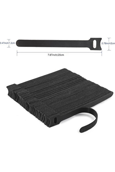 choice2 50PCS 12x200mm Black Releasable Cable Ties Nylon Loop Hoop Fastener T...