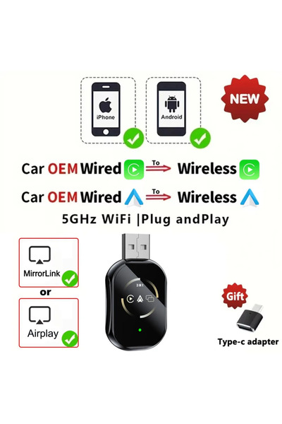 Choice1 محول kebidumei الأسود 3 في 1 لربط المرآة ، بأسلاك ولاسلكي، متوافق مع ...