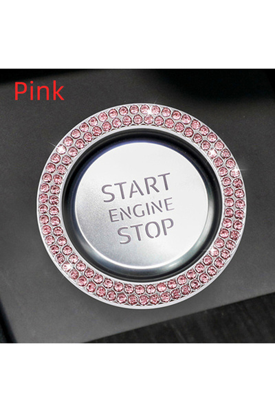 Choice Pink 1psCar One-Click Engine Start Stop Switch Button Cover Double Cry...