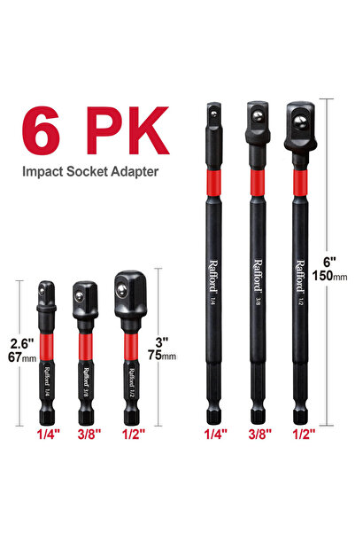 Choice 6 Pcs Rafford 6-Piece Impact Sket Adapter Set - 1/4", 3/8", 1/2" Drive...