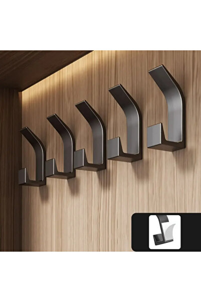 Choice خطافات حائط رمادية اللون، 5 قطع، لا تحتاج إلى حفر، خطاف مزدوج، خطاف لل...