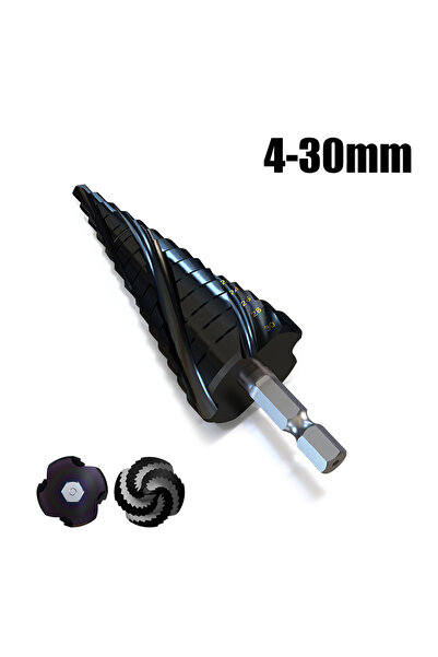 Choice4 4-30 M35 Cobalt 4-Flute Step Drill Bit 1/4 in Metric Tapered Hex Shan...