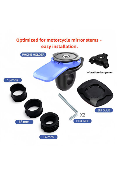 Choice حامل هاتف أزرق سهل التركيب للدراجات النارية/الهوائية ذات المرايا - تثب...