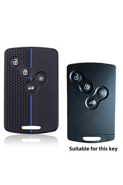 Choice غطاء مفتاح سيارة سيليكون أزرق اللون بأربعة أزرار، مناسب لسيارات رينو د...