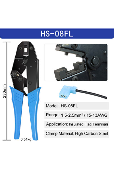 Choice مقابس HS-056FL ثنائية الفك من نوع العلم، أطراف معزولة 4.8، 6.3، HS-056...