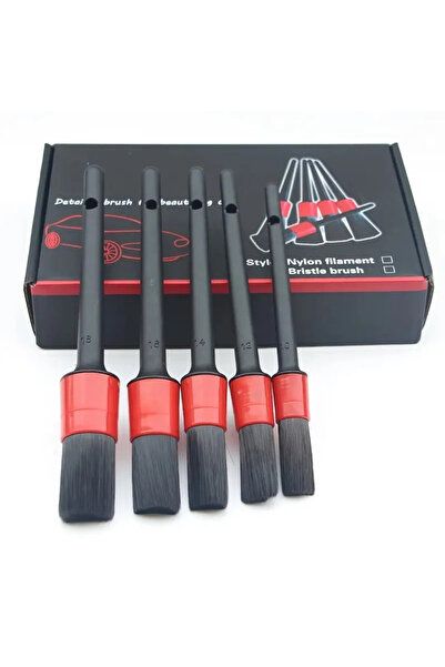 Choice مجموعة فرش تنظيف السيارات الناعمة السوداء، 5 قطع، فرش تفصيل السيارات ل...