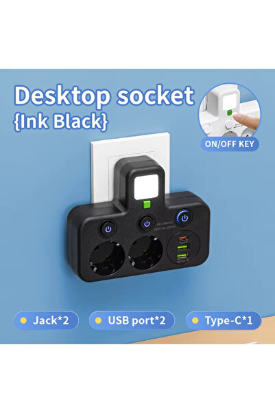 Choice 2 Black USB EU Plug Socket Adapter Wireless Wall Charger Power Strip w...