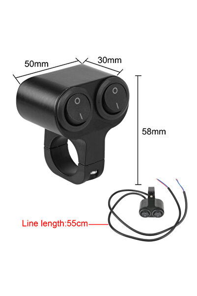 Choice مفتاح تشغيل مصباح أمامي أسود 12 فولت، تحكم مزدوج بزرين، يُركب على مقود...