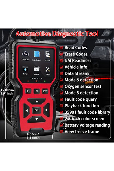 Choice جهاز فحص OBD2 الاحترافي Red 2024 V519 - يعمل عبر منفذ USB، أداة تشخيص ...