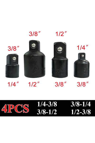 Choice4 مجموعة من 4 قطع محولات سوداء من 1/2 إلى 3/8، ومن 3/8 إلى 1/4، ومن 3/4...