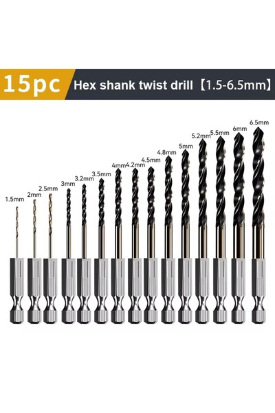 Choice7 15pcs set Twist Drill Bit Set HSS Cobalt Wood Metal Hole Cutter Core ...