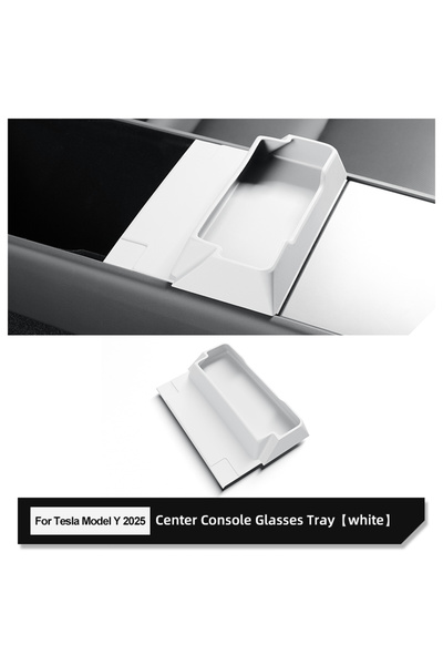 choice2 علبة نظارات بيضاء لسيارة تسلا موديل Y (إطلاق/جونيبر 2025) - صندوق تخز...