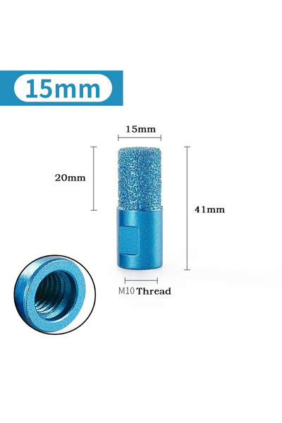 Choice1 15mm 1Pcs M10 Vaccum Brazed Milling Cutter Diamond Ceramic Tile Marbl...