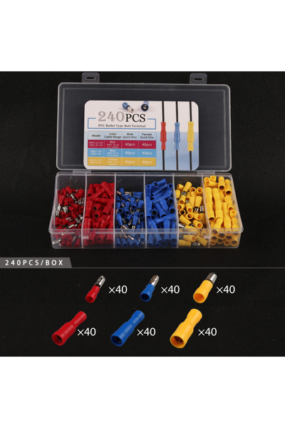 Choice 240PCS Bullet 240PCS/Boxed Mixed pack Assorted Insulated Bullet/spade ...
