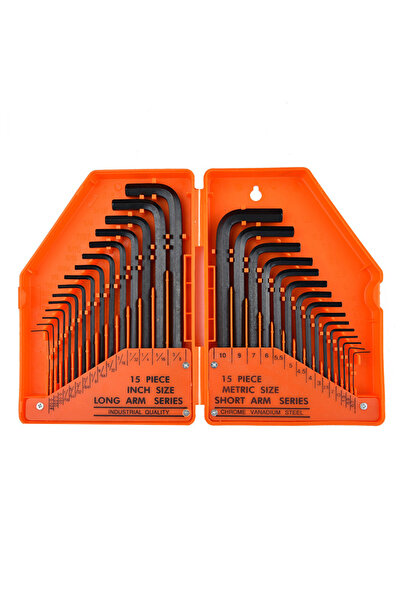 Choice مفتاح ألين سداسي برتقالي اللون، 30 قطعة، مقاسات من 0.028 بوصة إلى 3/8 ...