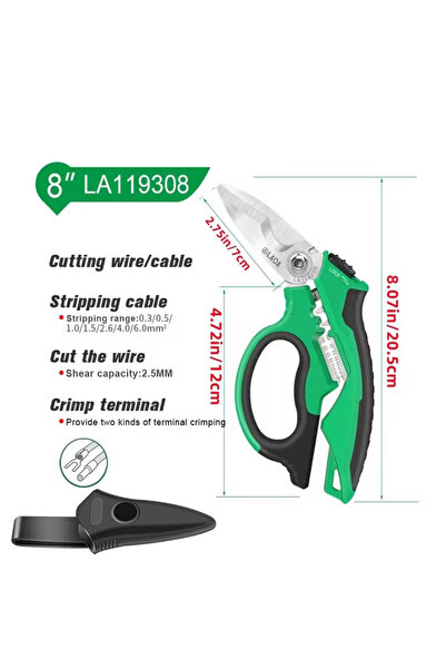 Choice LA119308 LAOA Electrician Scissors 6/7/8 Inch Wire Stripper Wire Cutte...