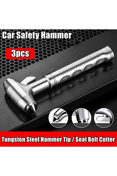 Choice1 3 قطع مطرقة أمان للسيارة، لكسر زجاج السيارة، مطرقة طوارئ، قاطع حزام ا...