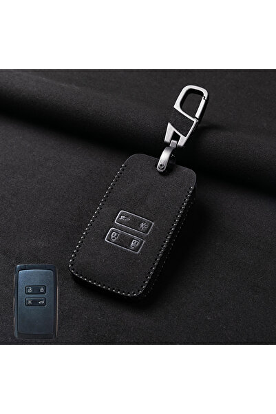 choice2 غطاء مفتاح سيارة من الجلد باللون الأسود لسيارة رينو كابتور كوليوس كاد...