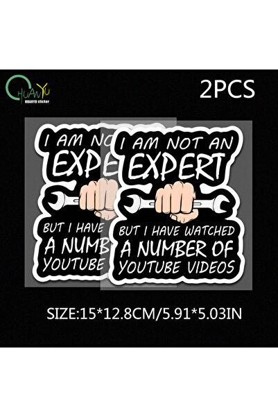 Choice 15×12.8 سم C744A2 قطعتان ملصقات "لست ميكانيكيًا خبيرًا" لخلفية السيارة...