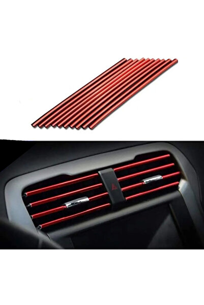 Choice مجموعة من 10 قطع من ملصقات تزيين فتحات تهوية السيارة باللون الأحمر، بت...