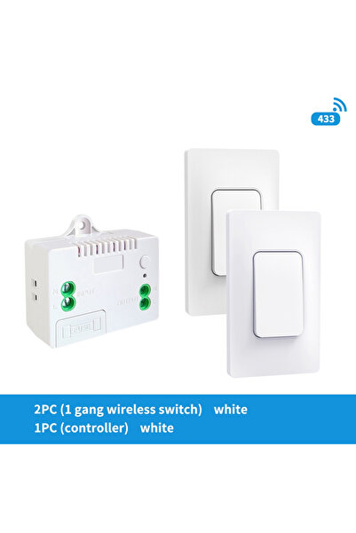 Choice مفتاح تحكم لاسلكي أبيض 2 في 1 يعمل بالطاقة الذاتية بدون بطارية، بتردد ...