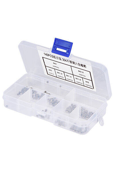 Choice 140pcs M1/M1.2/M1.4/M1.6/M2/M2.5/M3 Thread Stainless Steel Hex Hexagon...