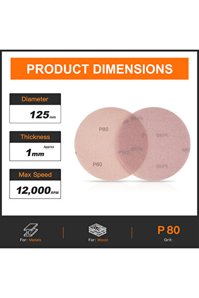 Choice6 50 قطعة من أقراص الصنفرة الشبكية مقاس 5 بوصات (125 مم) بدرجة خشونة 80...