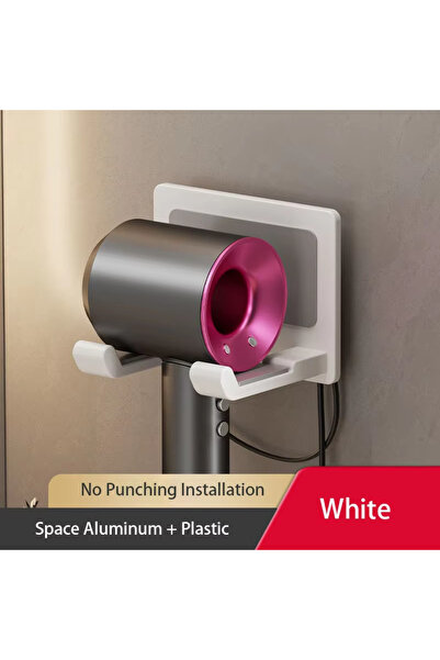 Choice white Hairdryer Storage Rack Without Punching Bathroom Hair Dryer Hang...