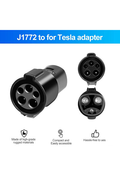 Choice Type1 to For Tesla Black EV Adapter Type1 J1772 To For Tesla EV Charge...