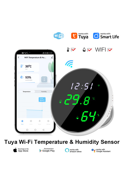 Choice مقياس حرارة ورطوبة ذكي داخلي مزود بمستشعر درجة الحرارة والرطوبة بتقنية...