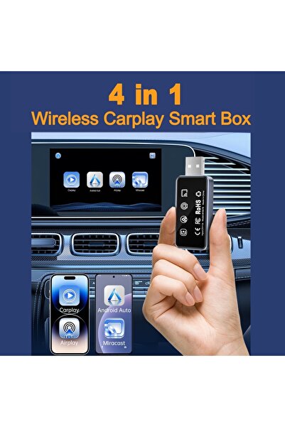 Choice 4 في 1 شاشة عرض مرآة، محول لاسلكي CarPlay من النوع C لـ Airplay و Mira...