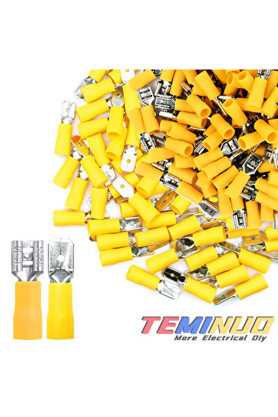 Choice1 60 قطعة من موصلات الشوكة المعزولة الصفراء، ذكر/أنثى، 6.3 مم (1/4 بوصة...