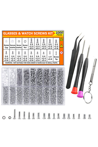 Choice طقم إصلاح النظارات مكون من 1000 قطعة، يتضمن براغي وصواميل من الفولاذ ا...