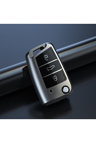 Choice غطاء رمادي اللون لمفتاح السيارة القابل للطي من مادة TPU لسيارة فولكس ف...